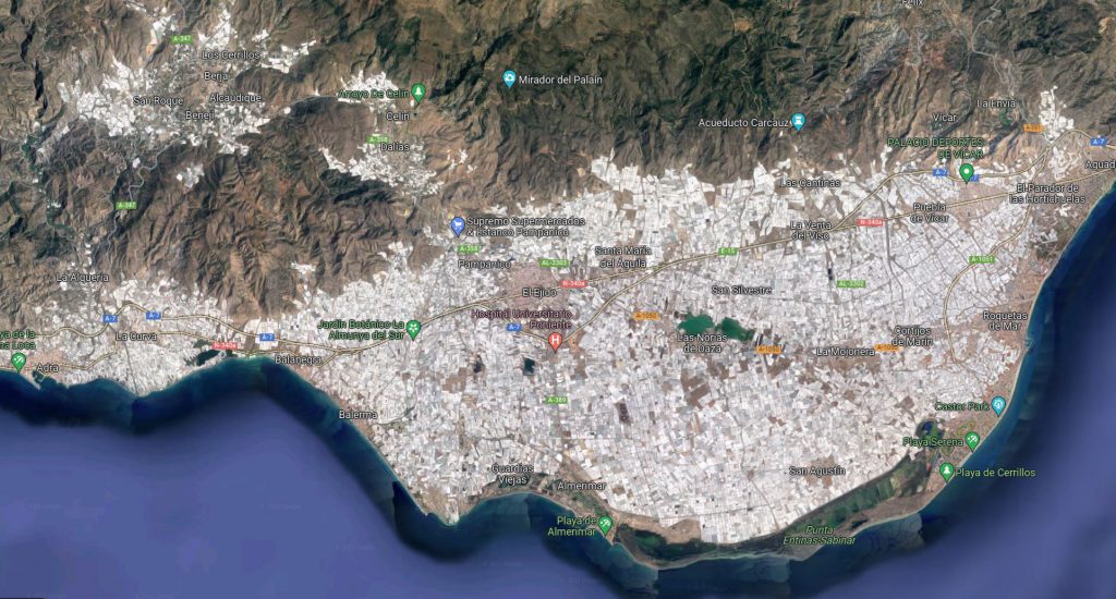 Luftbild der Region um Almeria in Spanien